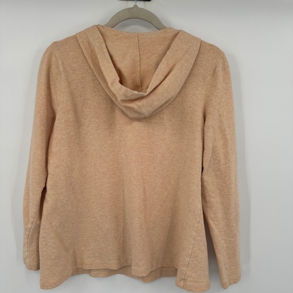 JJill Hoodie Tunic Peach Heathered Organic Cotton Blend Women's Med V-Neck Pouch - Picture 6 of 9